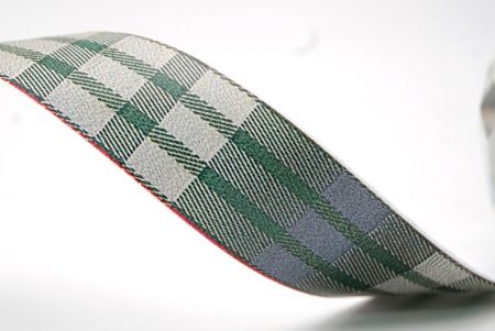 Jägergrün und Grau Modern Plaid-Ribbon_AI